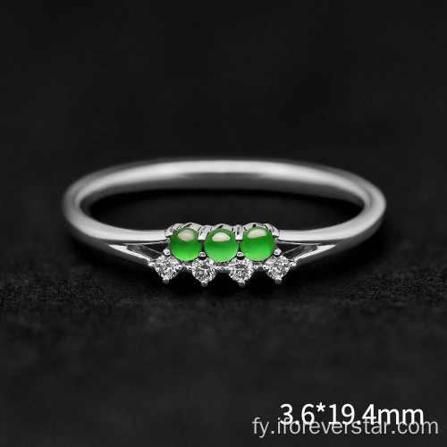 Sun Green Color Icy Jadeite Engagement Ring